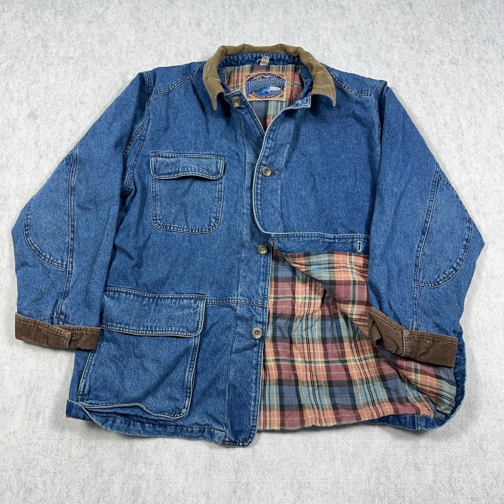 Vintage Dunbrooke Chore Jacket Men XL Blue Denim Flannel‎ Lined Coat 90s Y2K